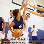 Male High School Basketball Team Playing Game